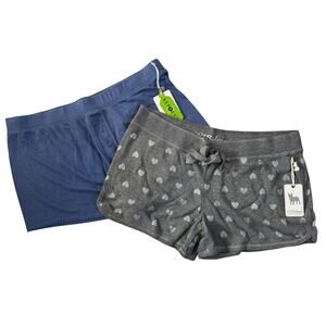NWT PJ Salvage XL LOT Of 2 Lounge Pajama Shorts Gray Hearts Blue SOFT #LOT9